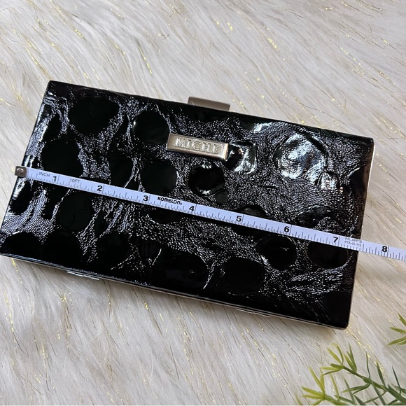 MICHE Black animal Print Faux Leather Silver tone Evening Clutch Bag NWOT - Picture 13 of 15